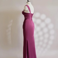 Purple Dress Satin dresses Slip Coctail  Dress Plum Bridesmaid Dress Backless Wedding Guest Dress Prom Gown  - Thumbnail 1