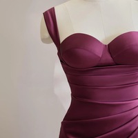 Purple Dress Satin dresses Slip Coctail  Dress Plum Bridesmaid Dress Backless Wedding Guest Dress Prom Gown  - Thumbnail 8