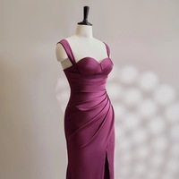 Purple Dress Satin dresses Slip Coctail  Dress Plum Bridesmaid Dress Backless Wedding Guest Dress Prom Gown  - Thumbnail 10
