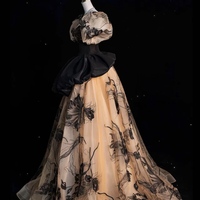 Black Puff sleeves dress, Party puff shorts dress, Engagement dress, Bridal shower dress, Rehearsal dress, Reception dress - Thumbnail 3