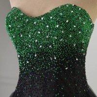 Black Formal Strapless Tulle Prom Dress,Green and Balck Beaded prom dress ,Wedding Dress,Birthday Ball Gown,Graduation Dress,Evening Formal Dress,Dres - Thumbnail 8