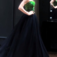 Black Formal Strapless Tulle Prom Dress,Green and Balck Beaded prom dress ,Wedding Dress,Birthday Ball Gown,Graduation Dress,Evening Formal Dress,Dres - Thumbnail 9