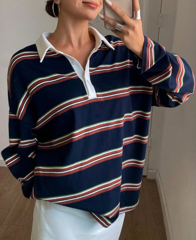 Vintage Stripe Long Sleeved Polo Shirt