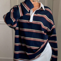Vintage Stripe Long Sleeved Polo Shirt - Thumbnail 1
