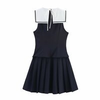 Fashionable and simple wide pleated short dress - Thumbnail 1