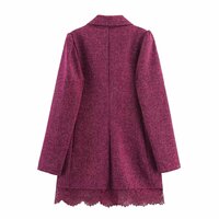 Fashionable and elegant suit collar double-breasted lace dress - Thumbnail 1