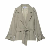 Fashionable casual waist tie short jacket - Thumbnail 1