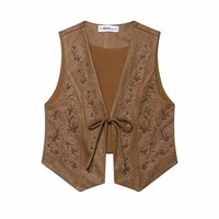 Beaded embroidered suede-effect vest - Thumbnail 2