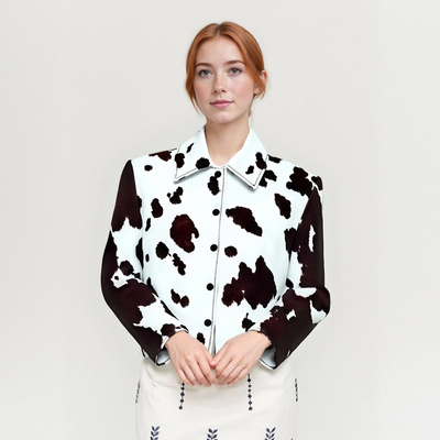 Fashionable printed loose casual woolen jacket