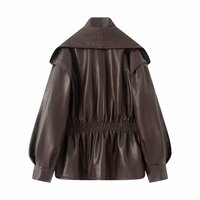 Washed distressed faux leather two-piece jacket - Thumbnail 1