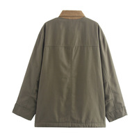 Loose oversized short comfortable windbreaker canvas jacket - Thumbnail 2
