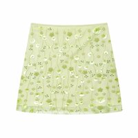 Mesh translucent beaded 3D flower decorated skirt - Thumbnail 1