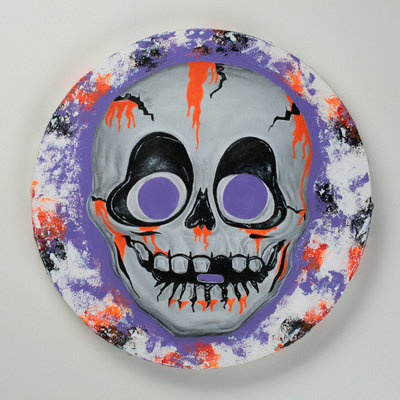 Neon skull - painting of vintage halloween mask