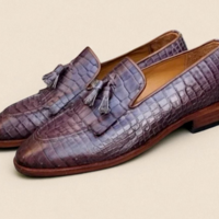 Crafted Leather Genuine Crocodile Leather Tassel Loafers Dress Shoes - Thumbnail 2