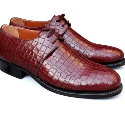 Crafted leather classic men crocodile oxford lace up alligator dress shoes - Thumbnail 2