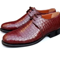 Crafted Leather Classic Men Crocodile Oxford Lace up Alligator Dress Shoes - Thumbnail 1