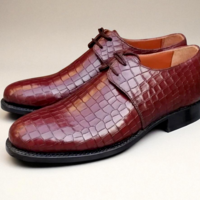 Crafted Leather Classic Men Crocodile Oxford Lace up Alligator Dress Shoes - Thumbnail 2