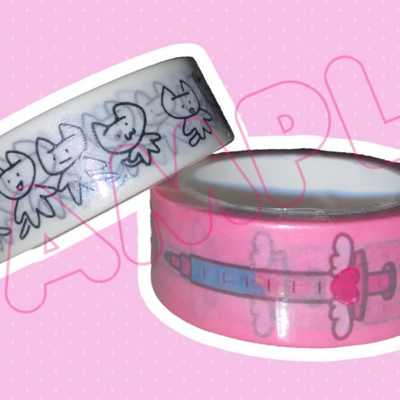 Yami kawaii inspired and cat doodles washi tape - Thumbnail 1