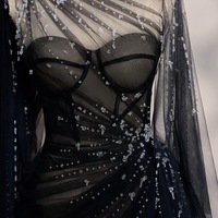 Black dress - Long dress - Party Dress - Simple Wedding Dress - Bridesmades Dress - Gift For Her -Engagement Dress  - Thumbnail 5