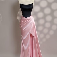 Pink dress - Long Satin dress - Party Dress - Cold Shoulder Dress - Bridesmades Dress - Gift For Her - Engagement Dress - Thumbnail 1