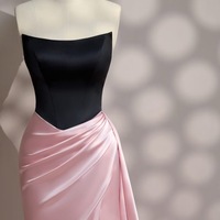 Pink dress - Long Satin dress - Party Dress - Cold Shoulder Dress - Bridesmades Dress - Gift For Her - Engagement Dress - Thumbnail 2