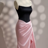 Pink dress - Long Satin dress - Party Dress - Cold Shoulder Dress - Bridesmades Dress - Gift For Her - Engagement Dress - Thumbnail 4