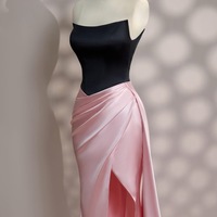 Pink dress - Long Satin dress - Party Dress - Cold Shoulder Dress - Bridesmades Dress - Gift For Her - Engagement Dress - Thumbnail 5