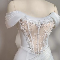 Ivory Strapless Sheath Mermaid with Applique Lace up Back Prom Dress - Thumbnail 4