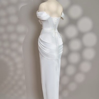 Ivory Strapless Sheath Mermaid with Applique Lace up Back Prom Dress - Thumbnail 1