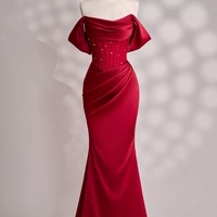 Pink dress - Long Satin dress - Party Dress - Cold Shoulder Dress - Bridesmades Dress - Gift For Her - Engagement Dress - Thumbnail 3