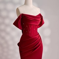 Pink dress - Long Satin dress - Party Dress - Cold Shoulder Dress - Bridesmades Dress - Gift For Her - Engagement Dress - Thumbnail 4