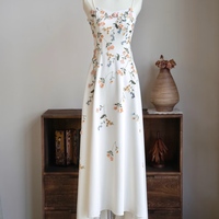 Sexy Ivory Spaghetti Strap Embroidered Floor Length Prom Dress - Thumbnail 1