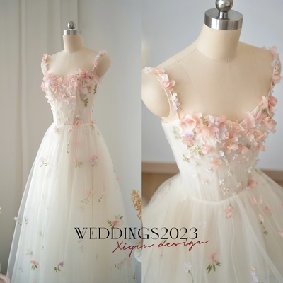 Spaghetti Strap Fairy Dress with Heart-Shaped Tulle  prom dress ,Wedding Dress,Off Shoulder Dress,Formal Evening Gowns,Party Dress,Cocktail Dress,Chri
