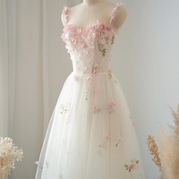 Spaghetti Strap Fairy Dress with Heart-Shaped Tulle  prom dress ,Wedding Dress,Off Shoulder Dress,Formal Evening Gowns,Party Dress,Cocktail Dress,Chri - Thumbnail 6