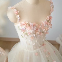 Spaghetti Strap Fairy Dress with Heart-Shaped Tulle  prom dress ,Wedding Dress,Off Shoulder Dress,Formal Evening Gowns,Party Dress,Cocktail Dress,Chri - Thumbnail 4