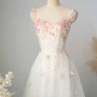 Spaghetti Strap Fairy Dress with Heart-Shaped Tulle  prom dress ,Wedding Dress,Off Shoulder Dress,Formal Evening Gowns,Party Dress,Cocktail Dress,Chri - Thumbnail 3