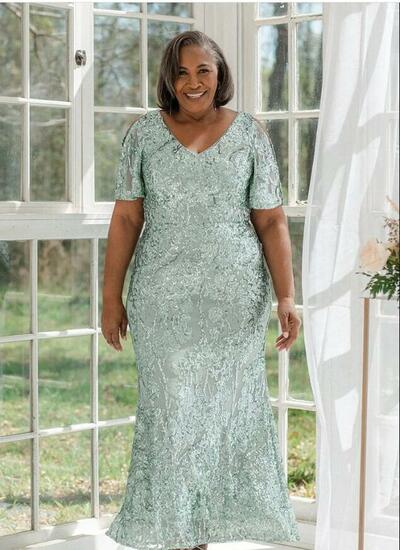 Plus Size Sequins Lace Mother of Bride/Groom Dress Evening Formal Gown