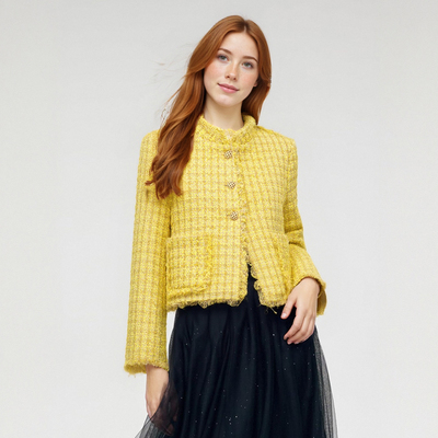 Fashionable, simple and versatile long-sleeved yellow color jacket