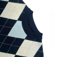 Argyle Patchwork Pullover Knit Sweater Jumper - Thumbnail 2