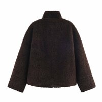 Loose stand-up collar warm fur coat - Thumbnail 1