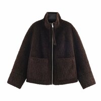 Loose stand-up collar warm fur coat - Thumbnail 2