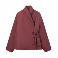 Fashionable tie-down double-breasted kimono-style cotton jacket - Thumbnail 1