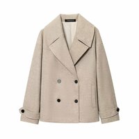 Temperamental and fashionable double-breasted short lapel woolen coat - Thumbnail 2