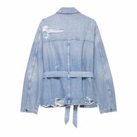 Fashionable denim belted jacket - Thumbnail 2