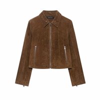 Vintage cropped leather jacket - Thumbnail 1