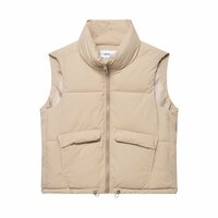 Stand collar sleeveless loose zipper cotton vest jacket - Thumbnail 2