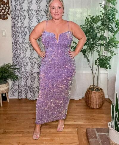 Plus Size Sheath Sequins Lace Mother of Bride/Groom Dress Evening Formal Gown