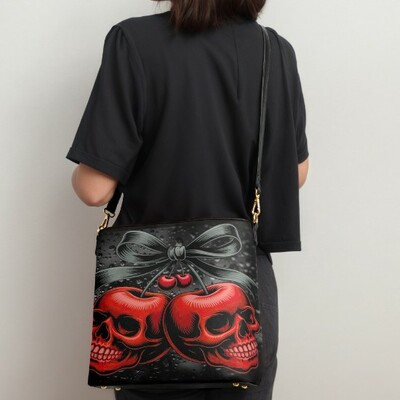​dark romance cherry skull leather crossbody bag | free ship