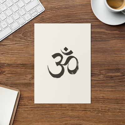 Om, ohm or aum buddhist sacred symbol greeting card