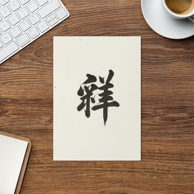 Zen character japanese caligraphy - zen themes greeting card